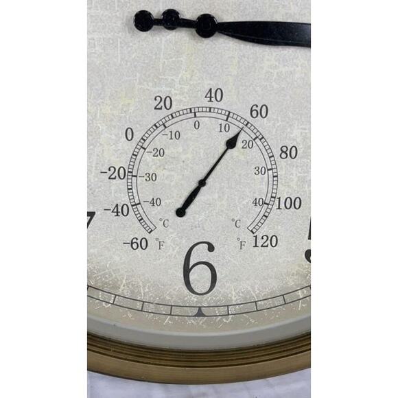 River City 24" Wall Clock No.6 Indoor Outdoor Temp Hygrometer Vintage Style - Picture 3 of 7